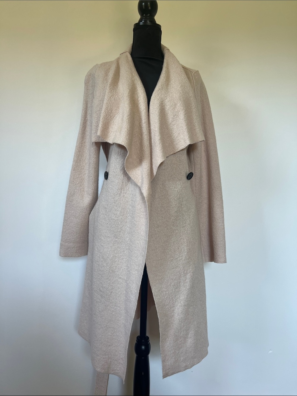Bernardo Light Cream Draped Waterfall Coat